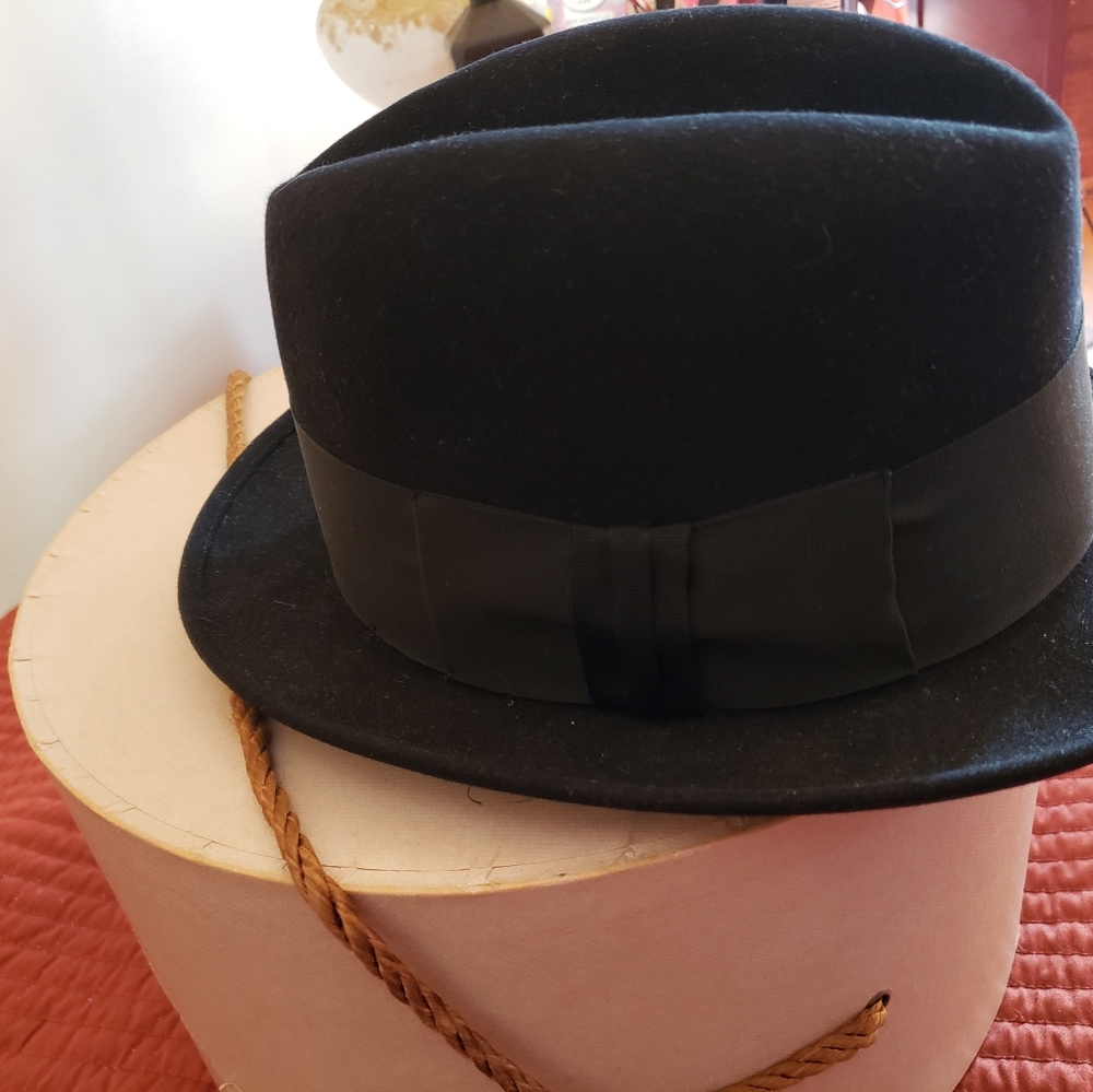 Vintage Stetson Royal Black Fedora Size 6 7/8